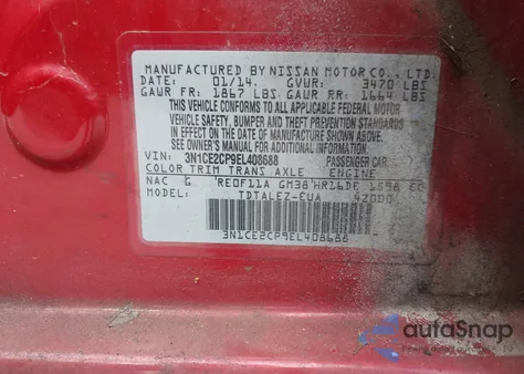 2014 Nissan Versa Note Sv из США, поврежденный, VIN 3N1CE2CP9EL408688